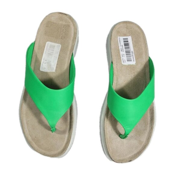 Ecco Women's Size 36 US 5  Green White Leather Thong Sandals Shoes (351) - Picture 2 of 9